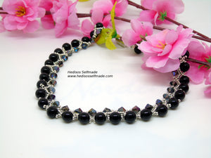 Halskette #Collier #schwarz-silber 45 cm