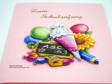 Glückwunschkarte #Schuleinführung  #3-D rosa