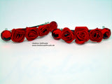 2 Haarspangen rote Rosen und Cabochon 7 cm