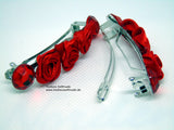 2 Haarspangen rote Rosen und Cabochon 7 cm