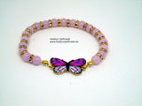 Armband mit Schmetterling und Jadeperlen 18 cm